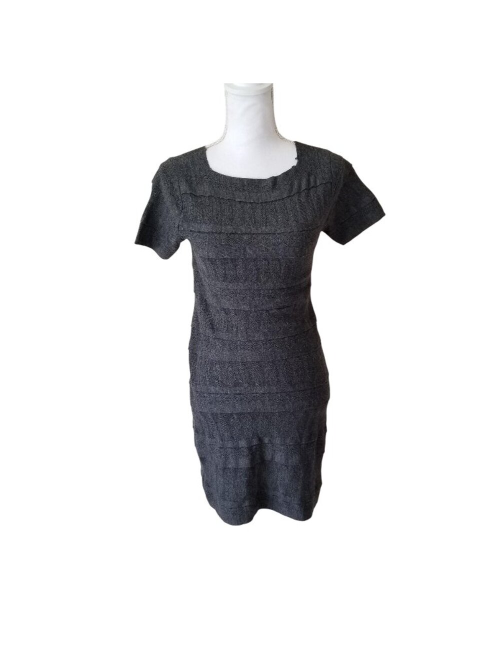 Alex Marie Gray Short-Sleeve Textured Knit Dress Size S Women’s Stylish Casual W